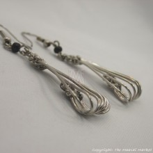 Silver Wire Maasai Bead Flower Petal Earrings
