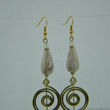 Brass Wire Coil Tear Drop Bead Earrings 581-29