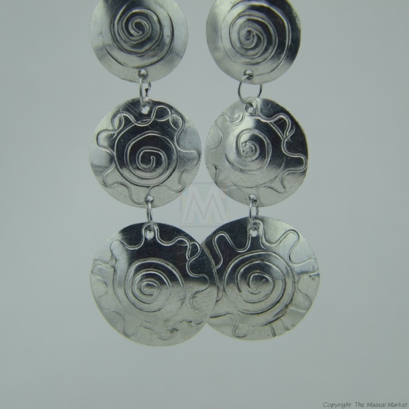 Recycled Aluminium Tiered Disk Earrings 592-8