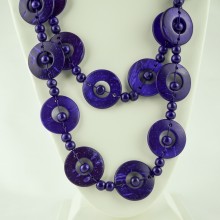 Purple Wood Disk Bead Boho Necklace