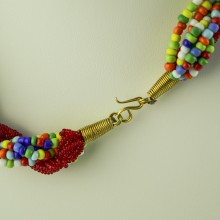 Multi Color/ Red Twisted Strands Maasai Bead Necklace