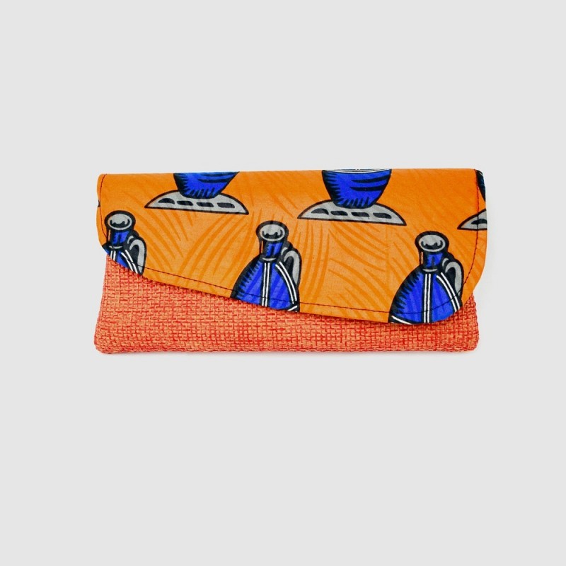 Large Orange Jute Kitenge Fabric Clutch