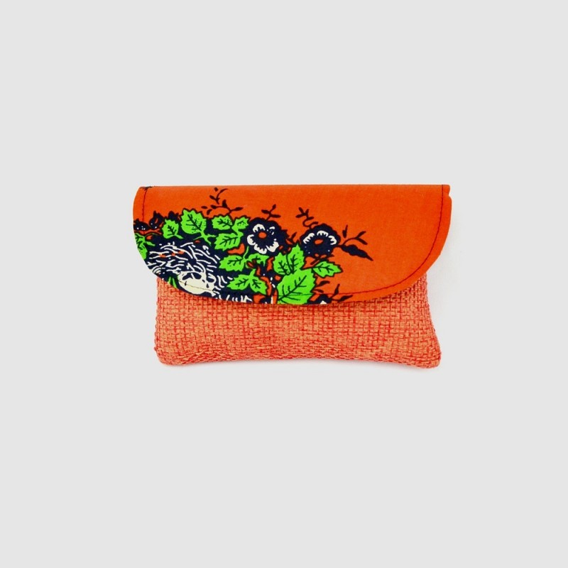 Small Orange Jute Kitenge Fabric Clutch