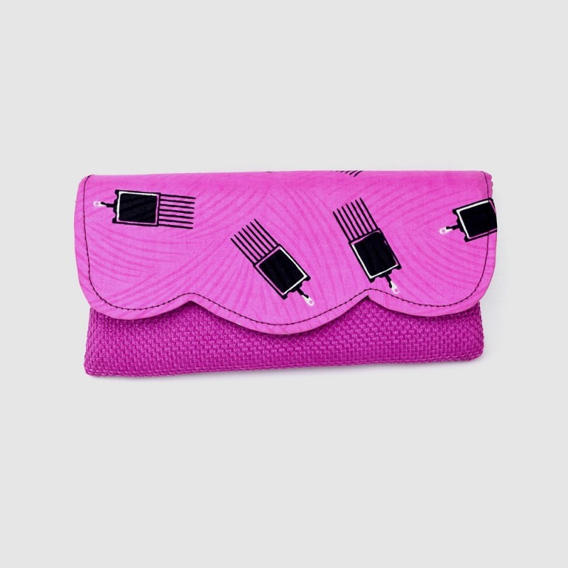 Large Fuschia Jute Kitenge Fabric Clutch