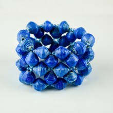 Recycled Blue Paper Bead Elastic Bracelet