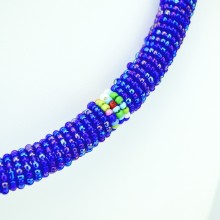 Maasai iridescent Blue with Multi Color Bead Necklace