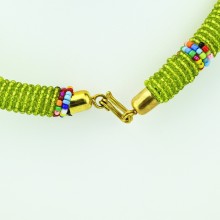 Maasai Olive Green with Multi Color Bead Necklace