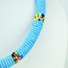 Maasai Light Blue with Multi Color Bead Necklace