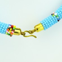 Maasai Light Blue with Multi Color Bead Necklace