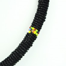 Maasai Black with Multi Color Bead Necklace
