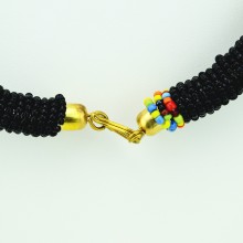 Maasai Black with Multi Color Bead Necklace