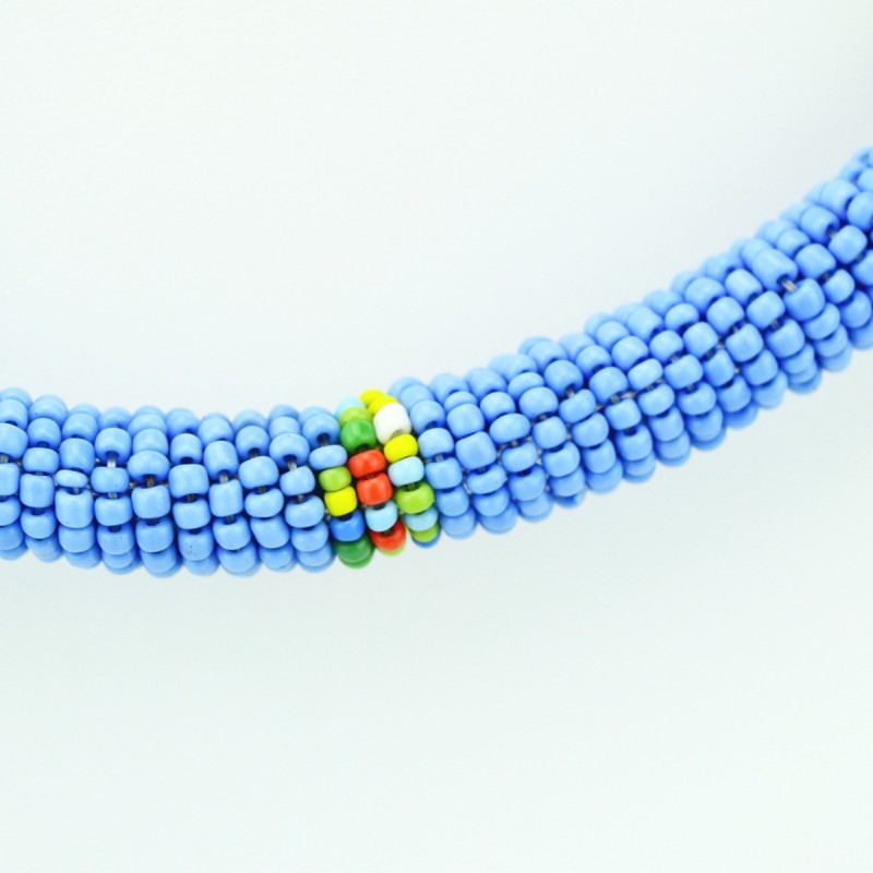 Maasai Blue with Multi Color Bead Necklace
