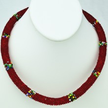 Maasai Red with Multi Color Bead Necklace