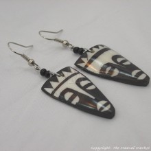 Tribal Mask Cow Bone Maasai Earrings 601-61