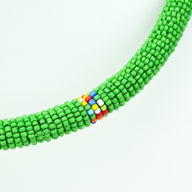 Maasai Green with Multi Color Bead Necklace