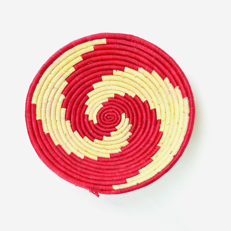 Uganda Handmade Banana Leaf/ Raffia Peppermint Swirl Basket