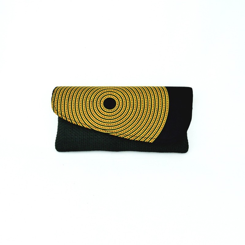 Large Black Jute Kitenge Fabric Clutch