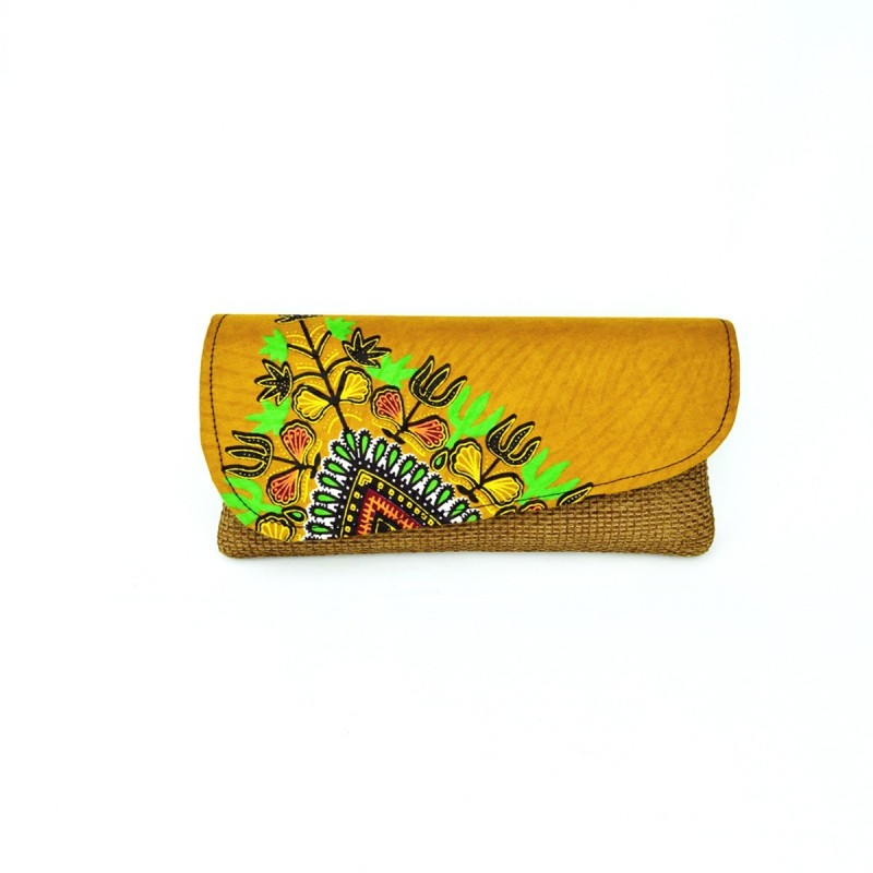 Large Light Brown Jute Kitenge Fabric Clutch