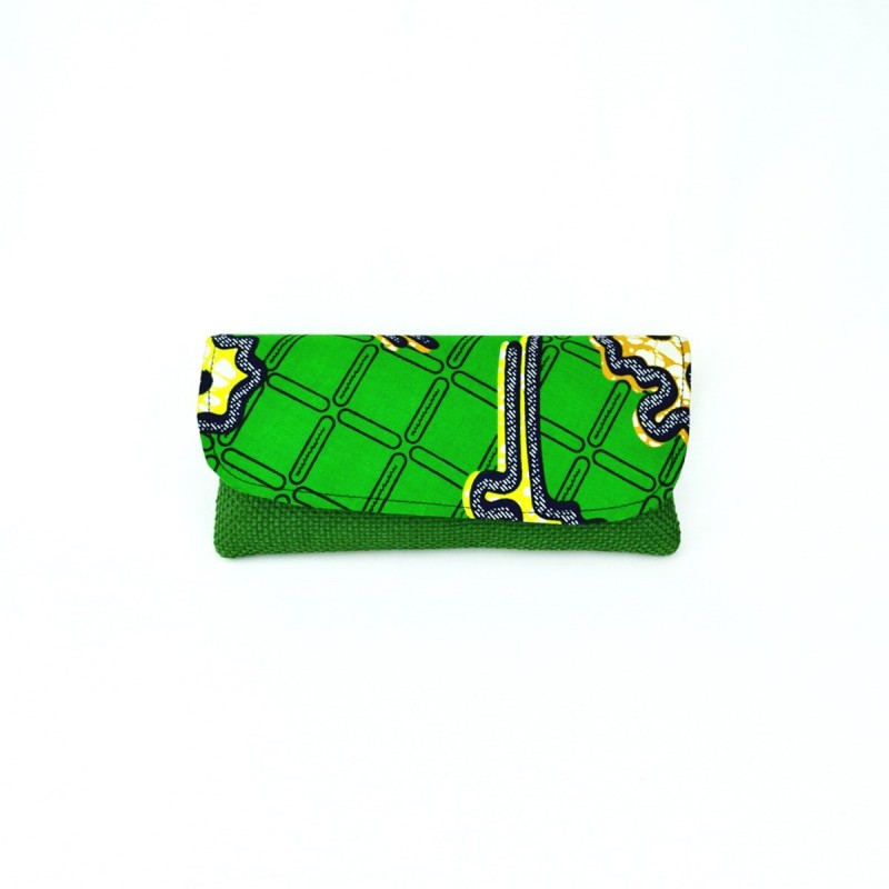 Large Dark Green Jute Kitenge Fabric Clutch