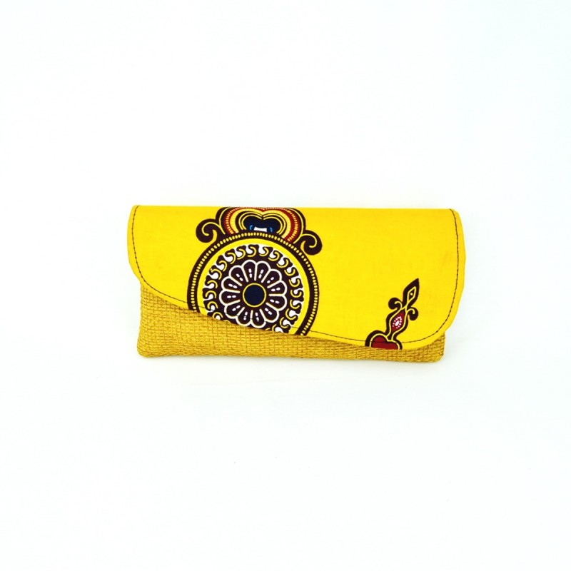 Large Yellow Jute Kitenge Fabric Clutch