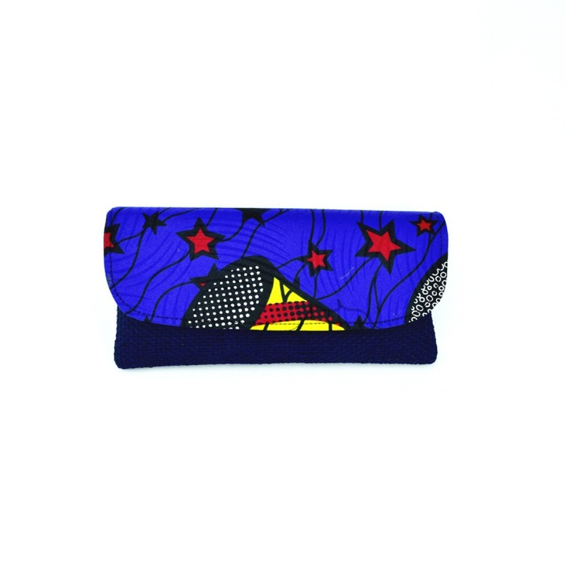 Large Dark Blue Jute Kitenge Fabric Clutch