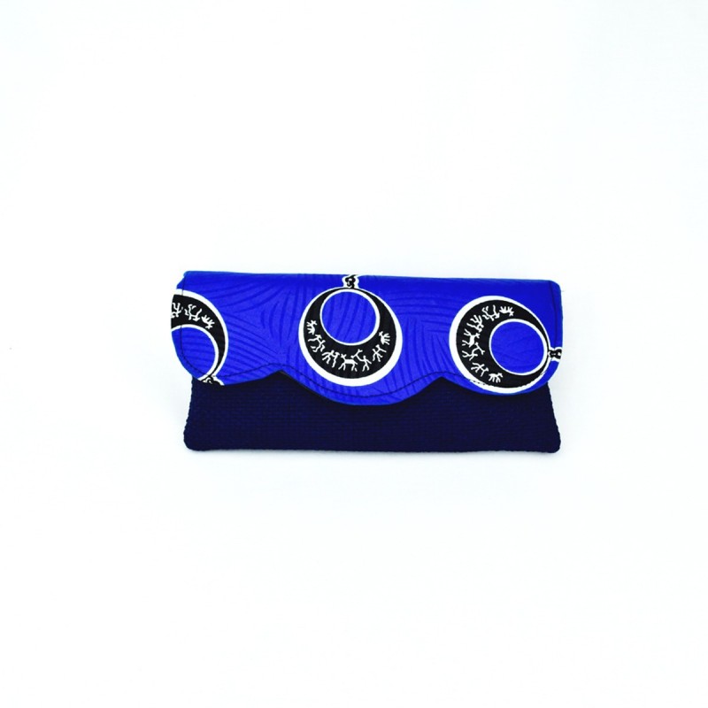 Large Dark Blue Jute Kitenge Fabric Clutch