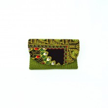 Small Olive Green Jute Kitenge Fabric Clutch