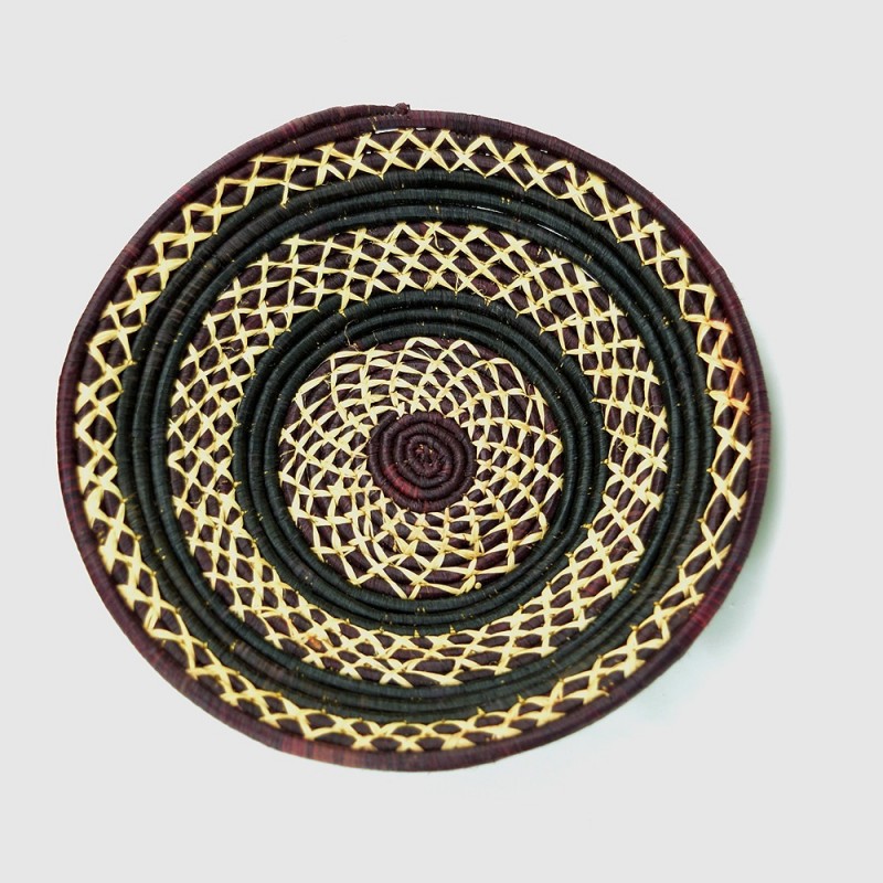 Uganda Handmade Banana Leaf/ Raffia Cross Stitch Basket