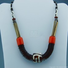 Ethnic Necklace Mixed Material Trade Beads