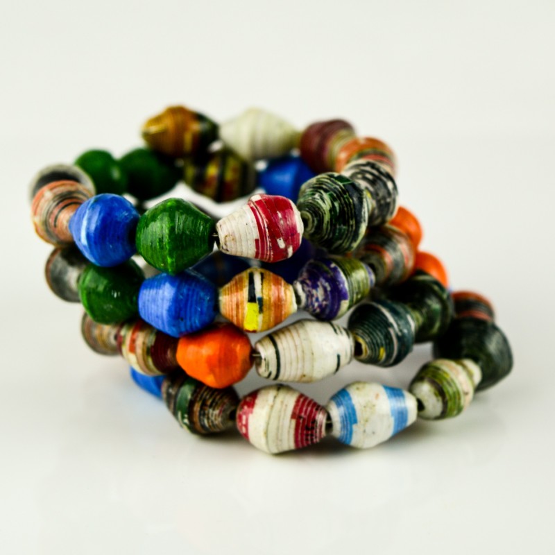 Recycled Paper Bead Coiled Bracelet