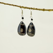 Tear drop Brown Bone earrings