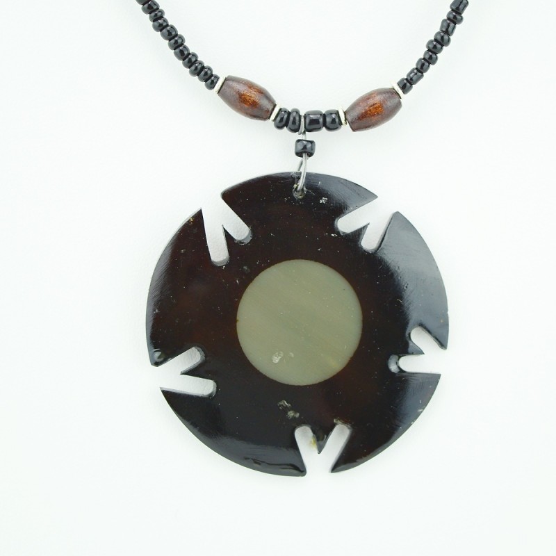 Round Cow Horn Pendant Necklace