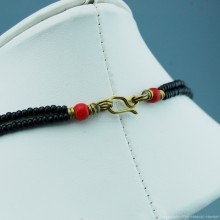 Maasai Trade Bead Brass Strand Necklace