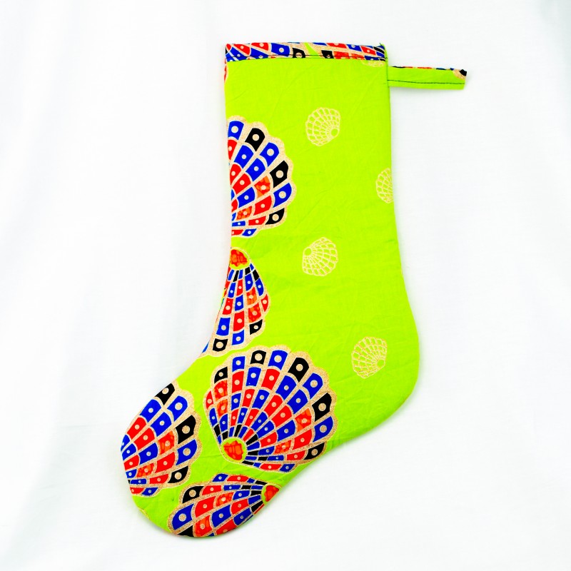 Large African Wax Print Fabric Christmas Stocking