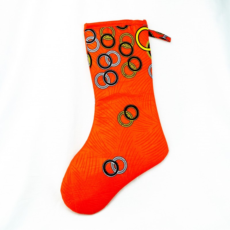 Large African Wax Print Fabric Christmas Stocking