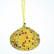 Gold Maasai Bead Christmas Ball Ornament