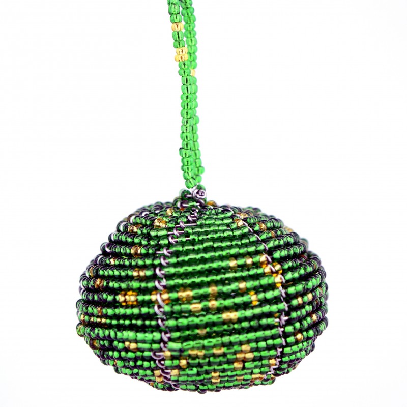 Green Maasai Bead Christmas Ball Ornament