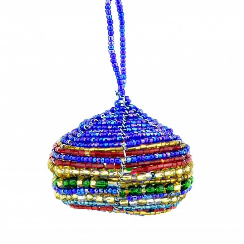 Multi Color Maasai Bead Christmas Ball Ornament