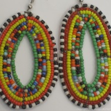 Maasai Multi Color Tear Drop Earrings Green