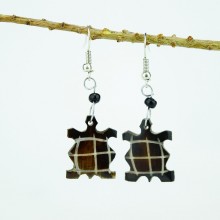 Handmade African Batik Bone Tortoise Shaped Earrings Display