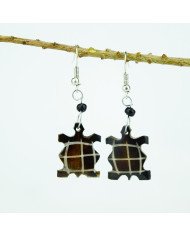 Handmade African Batik Bone Tortoise Shaped Earrings Display