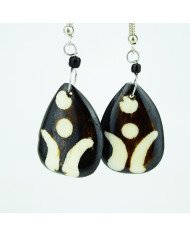 Batik Bone African Handmade Teardrop Earrings Close