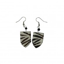 Cow Bone Maasai Shield Zebra Print Earrings