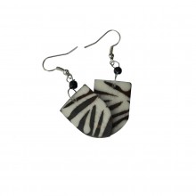 Cow Bone Maasai Shield Zebra Print Earrings