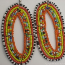 Maasai Multi Color Tear Drop Earrings Orange