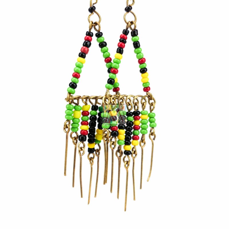 Brass Maasai Beads Rasta Earrings 150-98