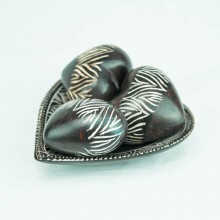 Brown Kisii Soapstone Handcarved Hearts and Bowl Set