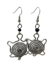 African Handmade Silver Wire Tortoise Dangle Earrings