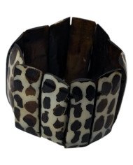 African Batik Cow Bone Bead Elastic Cuff Bracelet