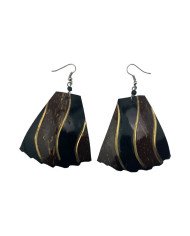 African Handmade Striped Coconut Shell Earrings
